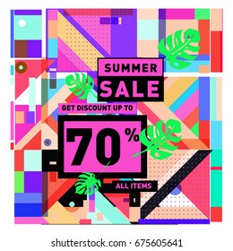 Summer sale beautiful web banner. Fashion and travel discount. Vector illustration with spesial holiday offer.
