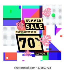 Summer sale beautiful web banner. Fashion and travel discount. Vector illustration with spesial holiday offer.