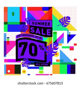Summer sale beautiful web banner. Fashion and travel discount. Vector illustration with spesial holiday offer.