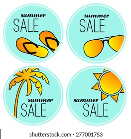 Summer sale blue stickers. Vector illustration EPS8