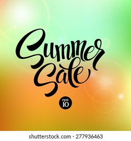 Summer Sale, blurred background. Vector illustration EPS 10