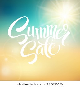 Summer Sale, blurred background. Vector illustration EPS 10.