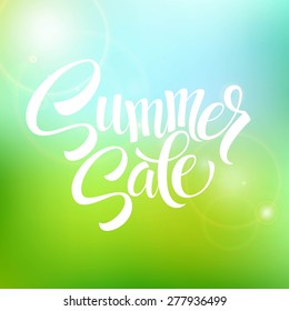 Summer Sale, blurred background. Vector illustration EPS 10.