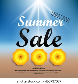 Summer Sale, blurred background. Vector illustration EPS 10.