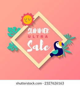 summer sale brochure discount vector. Special price offer coupon for social media post,  promotion ad, shopping flyer, voucher, website campaign and advertising