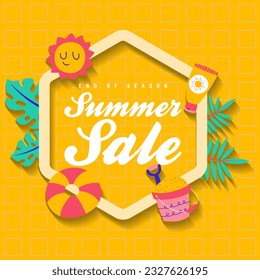 summer sale brochure discount vector. Special price offer coupon for social media post,  promotion ad, shopping flyer, voucher, website campaign and advertising