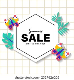 summer sale brochure discount vector. Special price offer coupon for social media post,  promotion ad, shopping flyer, voucher, website campaign and advertising