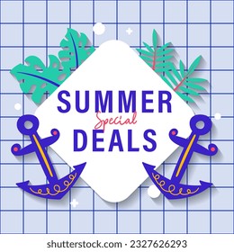 summer sale brochure discount vector. Special price offer coupon for social media post,  promotion ad, shopping flyer, voucher, website campaign and advertising