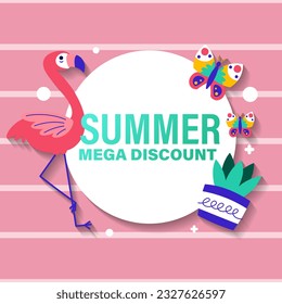 summer sale brochure discount vector. Special price offer coupon for social media post,  promotion ad, shopping flyer, voucher, website campaign and advertising