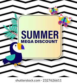 summer sale brochure discount vector. Special price offer coupon for social media post,  promotion ad, shopping flyer, voucher, website campaign and advertising