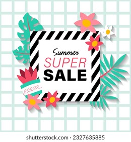 Summer sale brochure discount vector. Special price offer coupon for social media post,  promotion ad, shopping flyer, voucher, website campaign and advertising