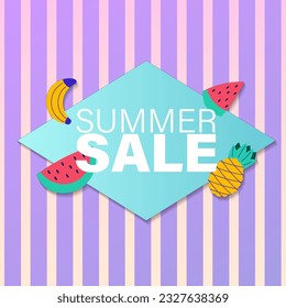 Summer sale brochure discount vector. Special price offer coupon for social media post,  promotion ad, shopping flyer, voucher, website campaign and advertising