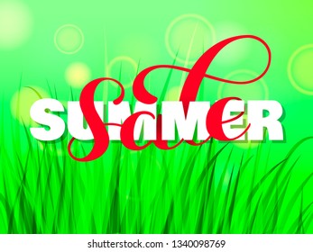 Summer sale brush lettering. Overlapping Text Layout. Vector illustration for banner or poster 