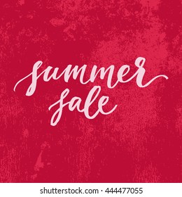 Summer sale card. Hand drawn lettering. Modern calligraphy. Ink illustration. Design for banner, poster, card, invitation, flyer, brochure, t-shirt. Vector. Isolated.