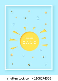 Summer Sale card with speech bubble. Vertical promotion template. Vector illustration.