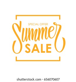 Summer Sale card template. Hand drawn lettering. Calligraphic element for your design. Vector illustration.
