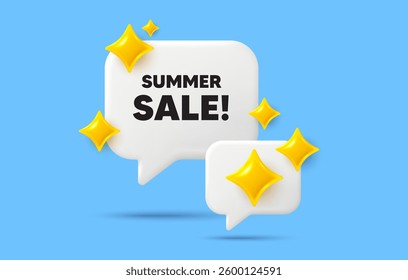 Summer sale chat speech bubble. Social media concept. Summer Sale tag. Special offer price sign. Advertising Discounts symbol. 3d sparkles chat bubble. Vector