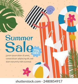 summer sale chill at the beach social media illustration