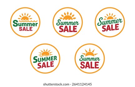Summer Sale Circular icon set. Discount Promotion, sticker, badge, emblem, tag badge and labels design. Template banner shopping badges. vector illustration.	