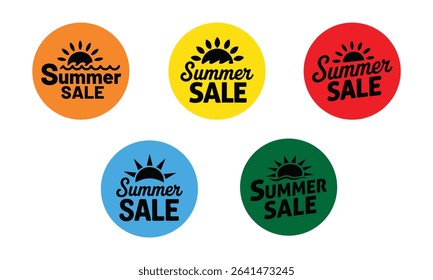 Summer Sale Circular icon set. Discount Promotion, sticker, badge, emblem, tag badge and labels design. Template banner shopping badges. vector illustration.