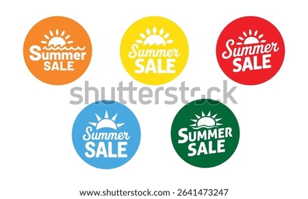 Summer Sale Circular icon set. Discount Promotion, sticker, badge, emblem, tag badge and labels design. Template banner shopping badges. vector illustration.