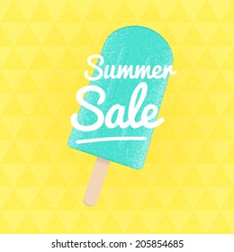 Summer Sale collection. Vector triangular background with ice-cream.