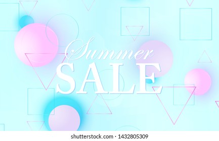 Summer sale. Color background. Soft balls. Fluid pattern. 3d geometric shapes. Vector.