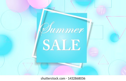 Summer sale. Color background. Soft balls. Fluid pattern. 3d geometric shapes. Vector.