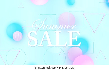Summer sale. Color background. Soft balls. Fluid pattern. 3d geometric shapes. Vector.