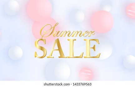Summer sale. Color background. Soft balls. Fluid pattern. 3d geometric shapes. Vector.