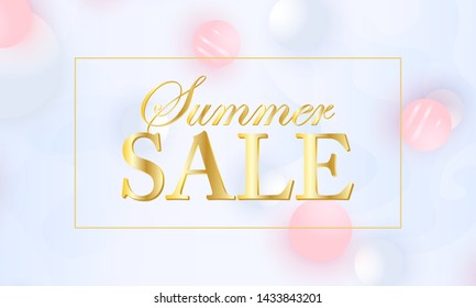 Summer sale. Color background. Soft balls. Fluid pattern. 3d geometric shapes. Vector.