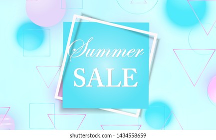 Summer sale. Color background. Soft balls. Fluid pattern. 3d geometric shapes. Vector.