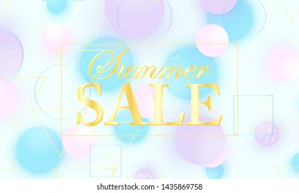 Summer sale. Color background. Soft balls. Fluid pattern. 3d geometric shapes. Vector.