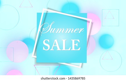 Summer sale. Color background. Soft balls. Fluid pattern. 3d geometric shapes. Vector.