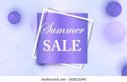 Summer sale. Color background. Violet soft spheres. Fluid pattern. 3d geometric shapes. Vector.