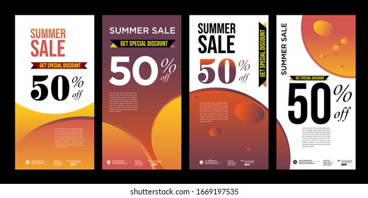 summer sale colorful geometric, fluid and curve background for roll banner. Summer sale 50% discount banner.
