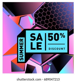 Summer sale colorful style banner and Poster. Fashion, music, and lifestyle event with discount poster. Vector holiday Abstract colorful illustration with special offer and promotion.