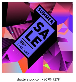 Summer sale colorful style banner and Poster. Fashion, music, and lifestyle event with discount poster. Vector holiday Abstract colorful illustration with special offer and promotion.
