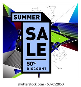 Summer sale colorful style banner and Poster. Fashion, music, and lifestyle event with discount poster. Vector holiday Abstract colorful illustration with special offer and promotion.