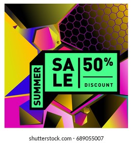 Summer sale colorful style banner and Poster. Fashion, music, and lifestyle event with discount poster. Vector holiday Abstract colorful illustration with special offer and promotion.