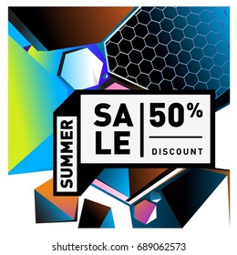 Summer sale colorful style banner and Poster. Fashion, music, and lifestyle event with discount poster. Vector holiday Abstract colorful illustration with special offer and promotion.