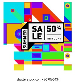 Summer sale colorful style banner and Poster. Fashion, music, and lifestyle event with discount poster. Vector holiday Abstract colorful illustration with special offer and promotion.
