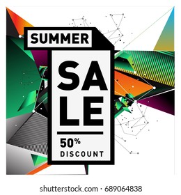 Summer sale colorful style banner and Poster. Fashion, music, and lifestyle event with discount poster. Vector holiday Abstract colorful illustration with special offer and promotion.