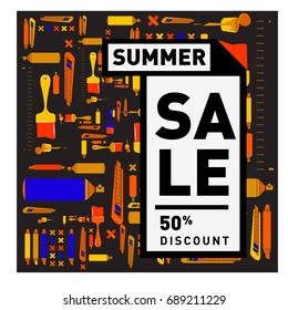 Summer sale colorful style banner and Poster. Fashion, music, and lifestyle event with discount poster. Vector holiday Abstract colorful illustration with special offer and promotion.