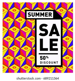 Summer sale colorful style banner and Poster. Fashion, music, and lifestyle event with discount poster. Vector holiday Abstract colorful illustration with special offer and promotion.