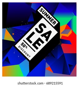 Summer sale colorful style banner and Poster. Fashion, music, and lifestyle event with discount poster. Vector holiday Abstract colorful illustration with special offer and promotion