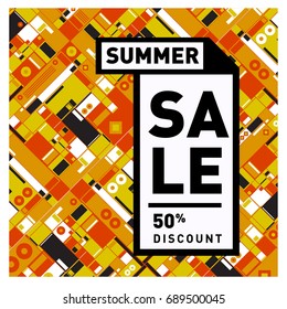 Summer sale colorful style banner and Poster. Fashion, music, and lifestyle event with discount poster. Vector holiday Abstract colorful illustration with special offer and promotion.