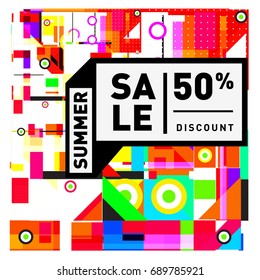 Summer sale colorful style banner and Poster. Fashion, music, and lifestyle event with discount poster. Vector holiday Abstract colorful illustration with special offer and promotion.
