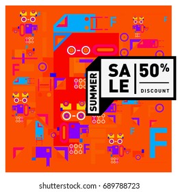 Summer sale colorful style banner and Poster. Fashion, music, and lifestyle event with discount poster. Vector holiday Abstract colorful illustration with special offer and promotion.