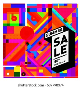 Summer sale colorful style banner and Poster. Fashion, music, and lifestyle event with discount poster. Vector holiday Abstract colorful illustration with special offer and promotion.